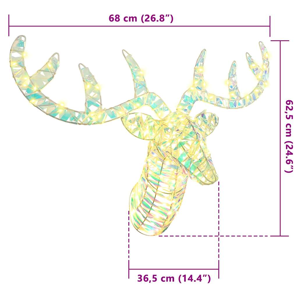 vidaXL Reindeer Pull Sleigh Warm white 68 x 36.5 x62.5 cm PET