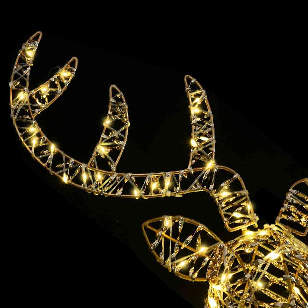 vidaXL Reindeer Pull Sleigh Warm white 68 x 36.5 x 62.5 cm Rattan