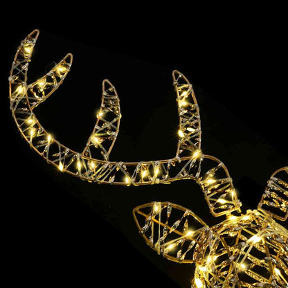 vidaXL Reindeer Pull Sleigh Warm white 68 x 36.5 x 62.5 cm Rattan