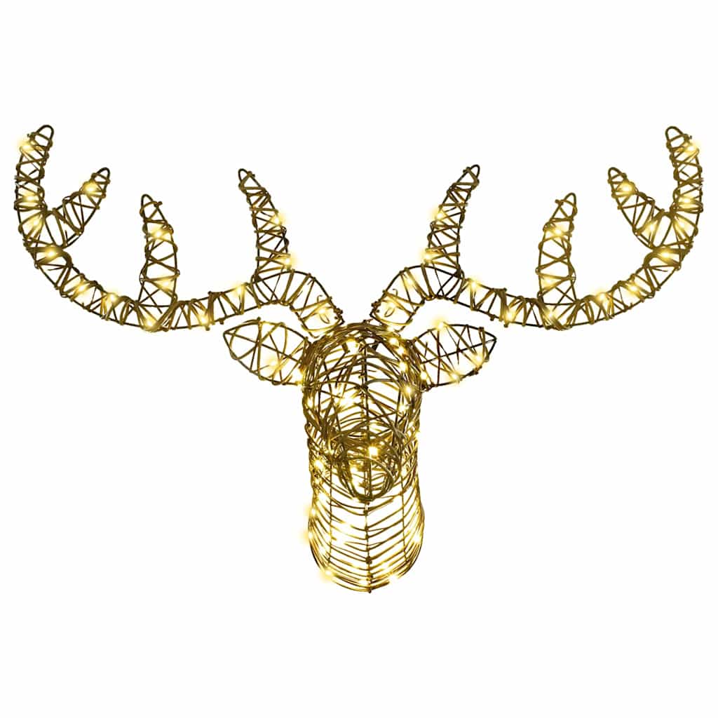 vidaXL Reindeer Pull Sleigh Warm white 68 x 36.5 x 62.5 cm Rattan