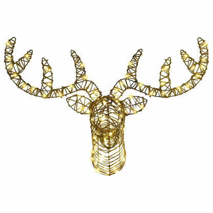 vidaXL Reindeer Pull Sleigh Warm white 68 x 36.5 x 62.5 cm Rattan