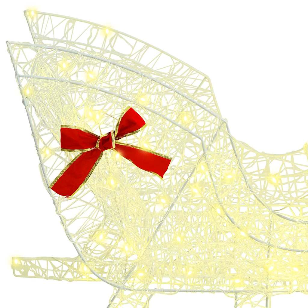 vidaXL Reindeer Pull Sleigh Warm white 70 x 26 x 130 cm Acrylic