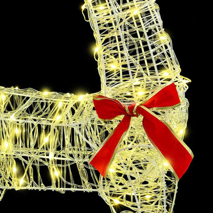 vidaXL Reindeer Pull Sleigh Warm white 70 x 26 x 130 cm Acrylic