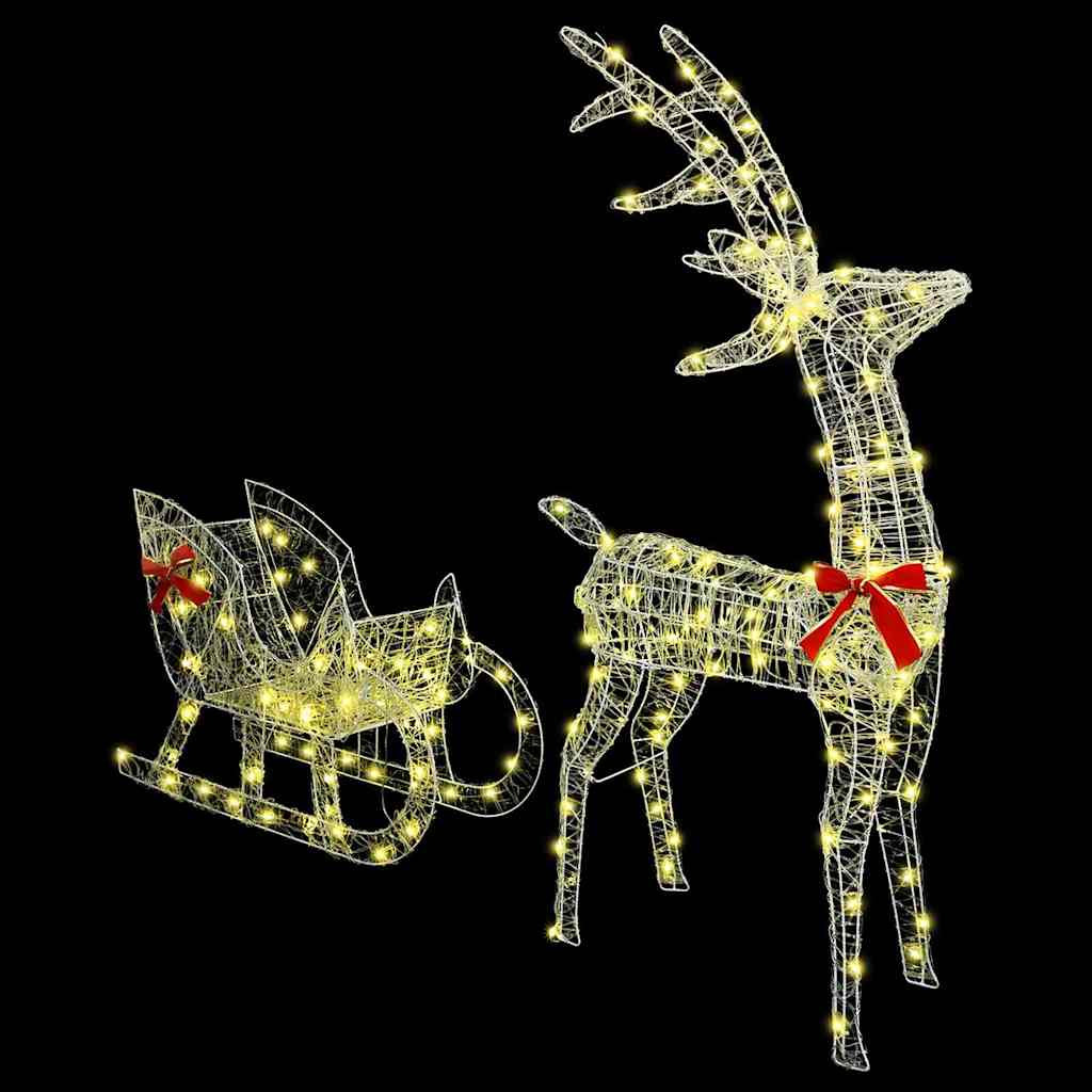 vidaXL Reindeer Pull Sleigh Warm white 70 x 26 x 130 cm Acrylic