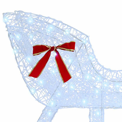 vidaXL Reindeer Pull Sleigh Cold white 70 x 26 x 130 cm Acrylic