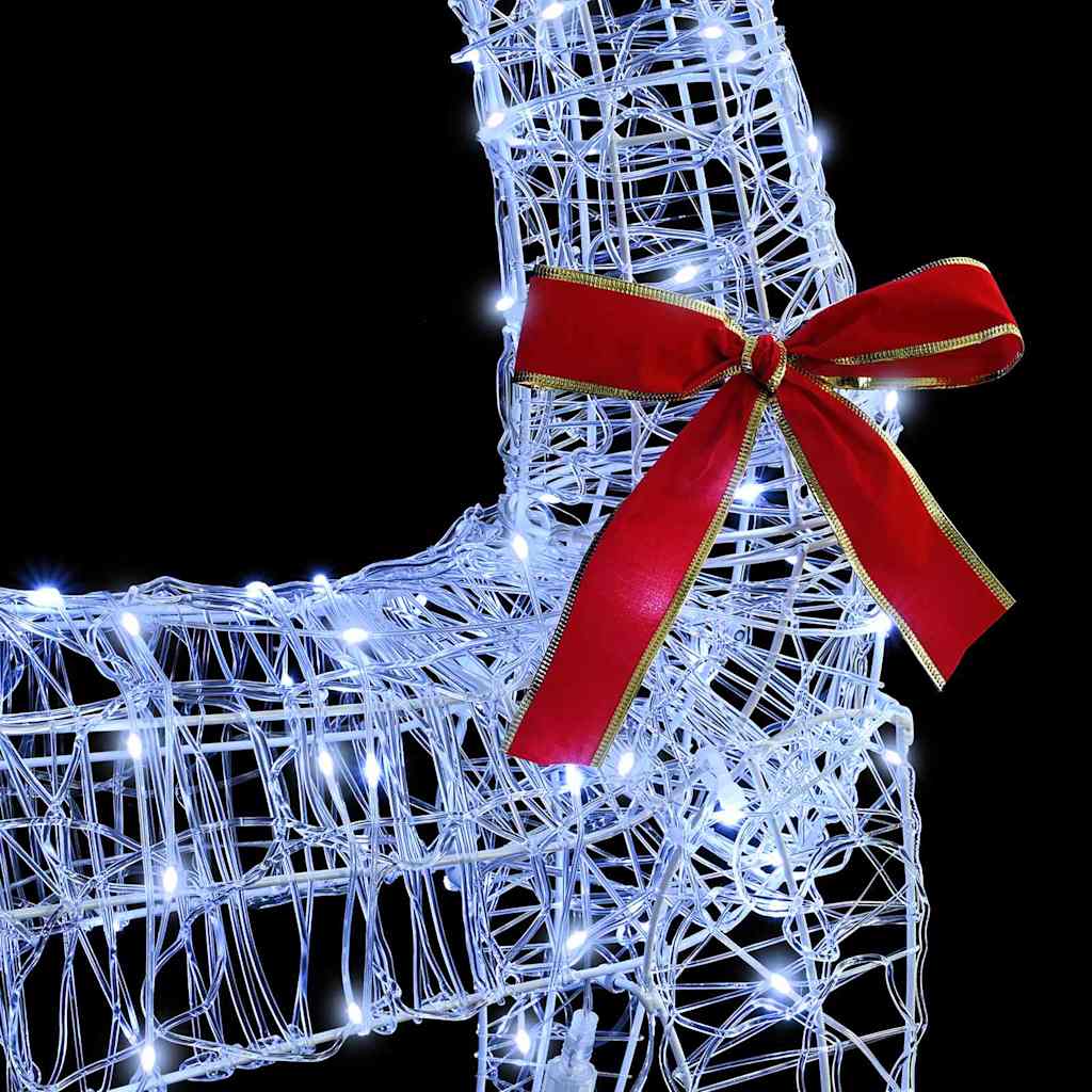 vidaXL Reindeer Pull Sleigh Cold white 70 x 26 x 130 cm Acrylic