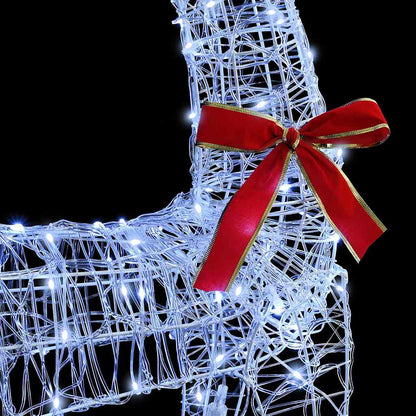 vidaXL Reindeer Pull Sleigh Cold white 70 x 26 x 130 cm Acrylic