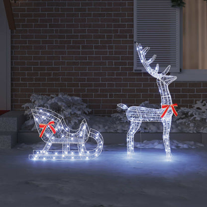 vidaXL Reindeer Pull Sleigh Cold white 70 x 26 x 130 cm Acrylic