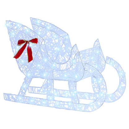 vidaXL Reindeer Pull Sleigh Cold white 70 x 26 x 130 cm Acrylic