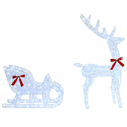 vidaXL Reindeer Pull Sleigh Cold white 70 x 26 x 130 cm Acrylic