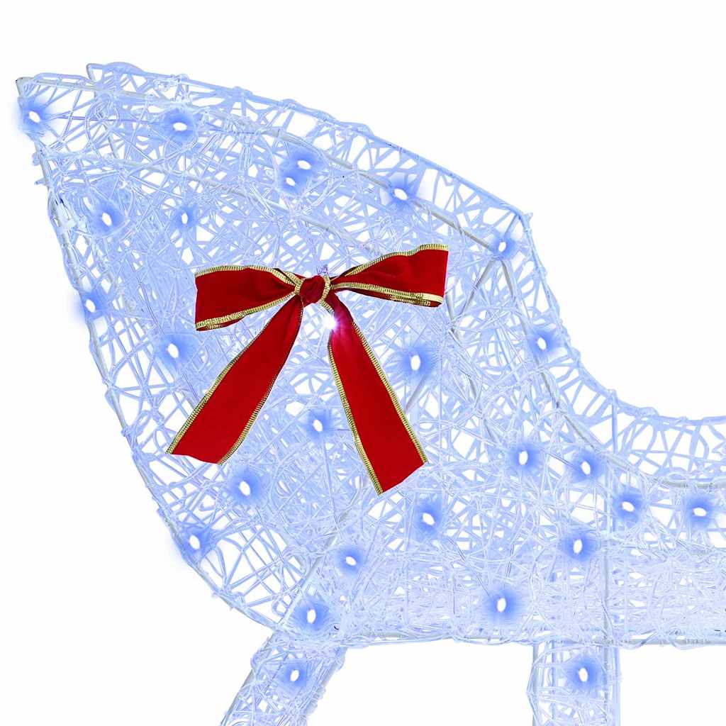 vidaXL Reindeer Pull Sleigh Blue 70 x 24 x 128 cm Acrylic 200 LEDs