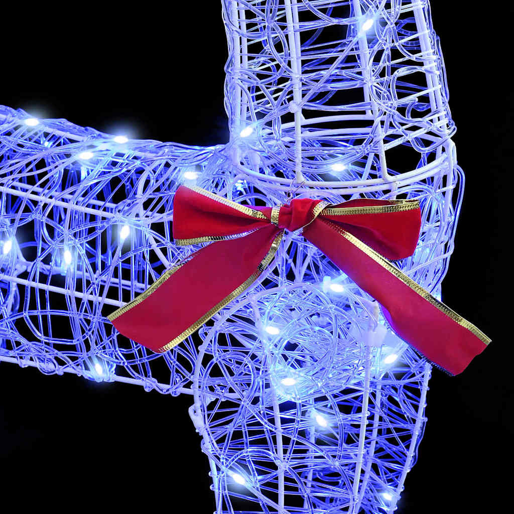 vidaXL Reindeer Pull Sleigh Blue 70 x 24 x 128 cm Acrylic 200 LEDs