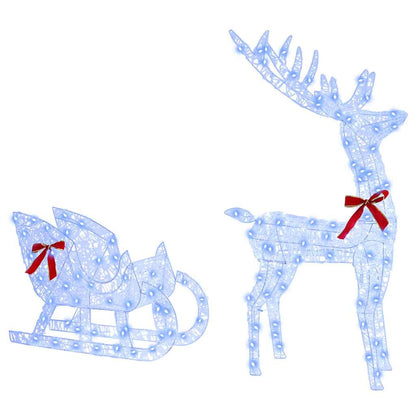 vidaXL Reindeer Pull Sleigh Blue 70 x 24 x 128 cm Acrylic 200 LEDs