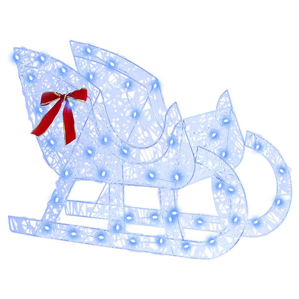 vidaXL Reindeer Pull Sleigh Blue 70 x 24 x 128 cm Acrylic 200 LEDs