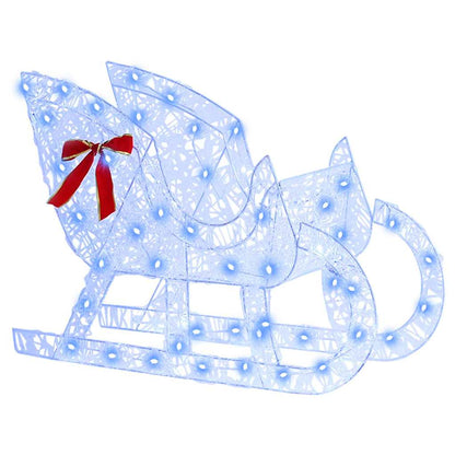 vidaXL Reindeer Pull Sleigh Blue 70 x 24 x 128 cm Acrylic 200 LEDs