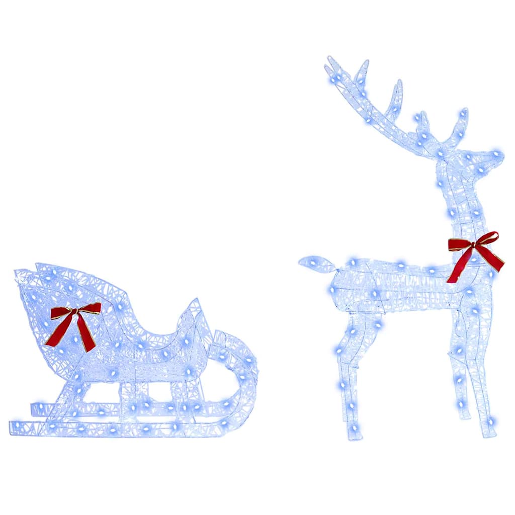 vidaXL Reindeer Pull Sleigh Blue 70 x 24 x 128 cm Acrylic 200 LEDs
