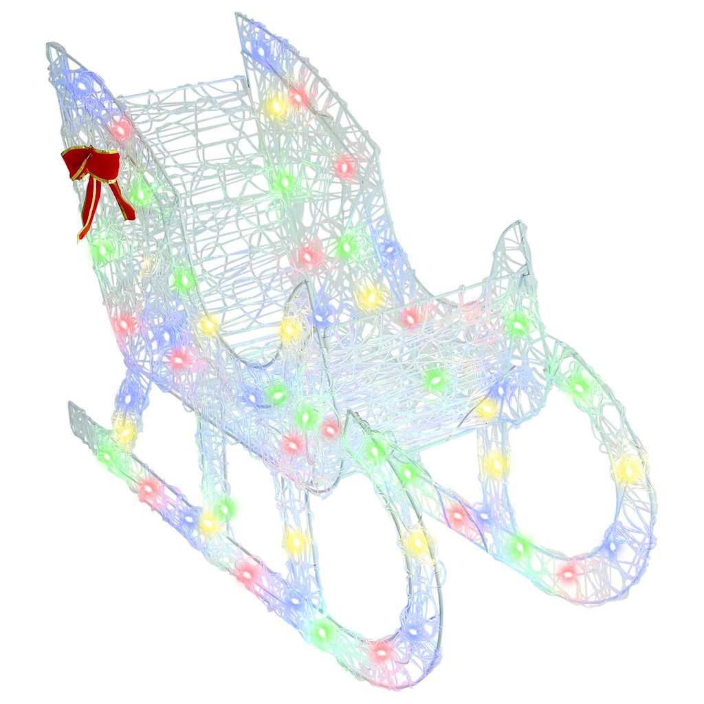 vidaXL Reindeer Pull Sleigh Colourful 70 x 26 x 129 cm Acrylic