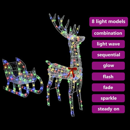 vidaXL Reindeer Pull Sleigh Colourful 70 x 26 x 129 cm Acrylic