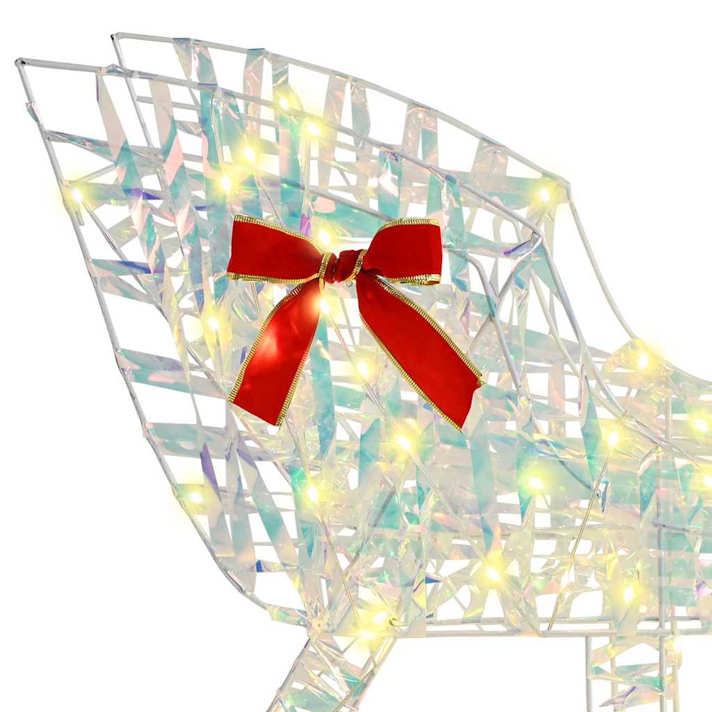 vidaXL Reindeer Pull Sleigh Warm white 70 x 26 x 129 cm PET