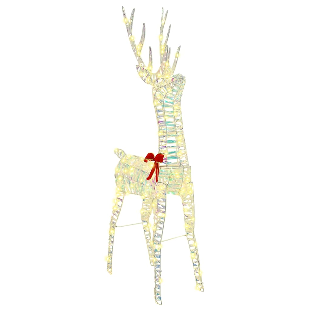 vidaXL Reindeer Pull Sleigh Warm white 70 x 26 x 129 cm PET