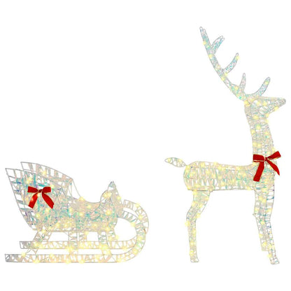vidaXL Reindeer Pull Sleigh Warm white 70 x 26 x 129 cm PET