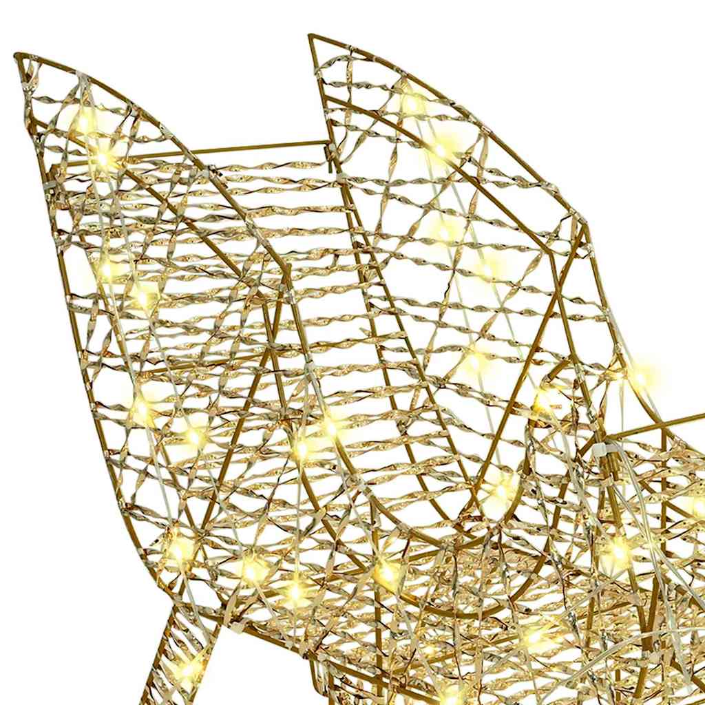 vidaXL Reindeer Pull Sleigh 200 LEDs Warm white 70 x 26 x 129 cm PET