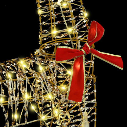 vidaXL Reindeer Pull Sleigh 200 LEDs Warm white 70 x 26 x 129 cm PET