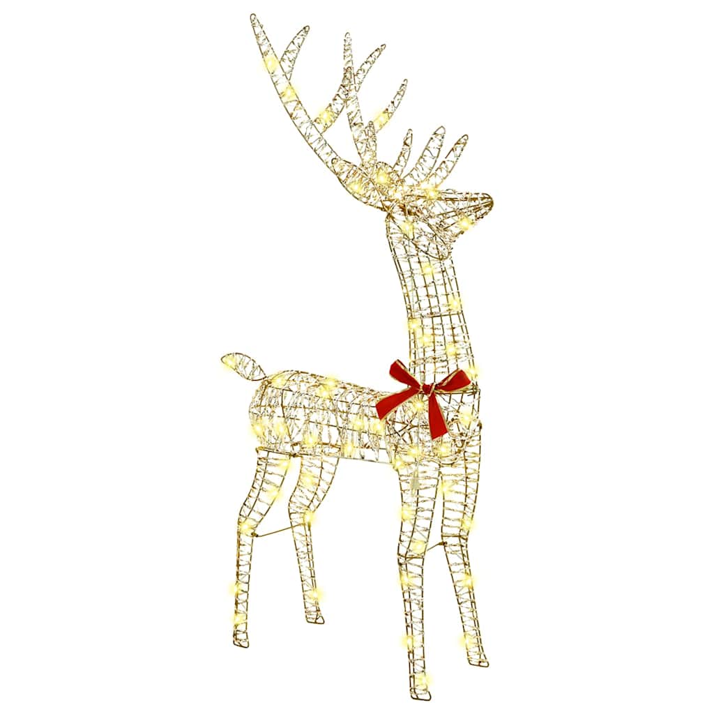 vidaXL Reindeer Pull Sleigh 200 LEDs Warm white 70 x 26 x 129 cm PET
