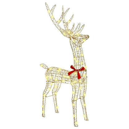 vidaXL Reindeer Pull Sleigh 200 LEDs Warm white 70 x 26 x 129 cm PET