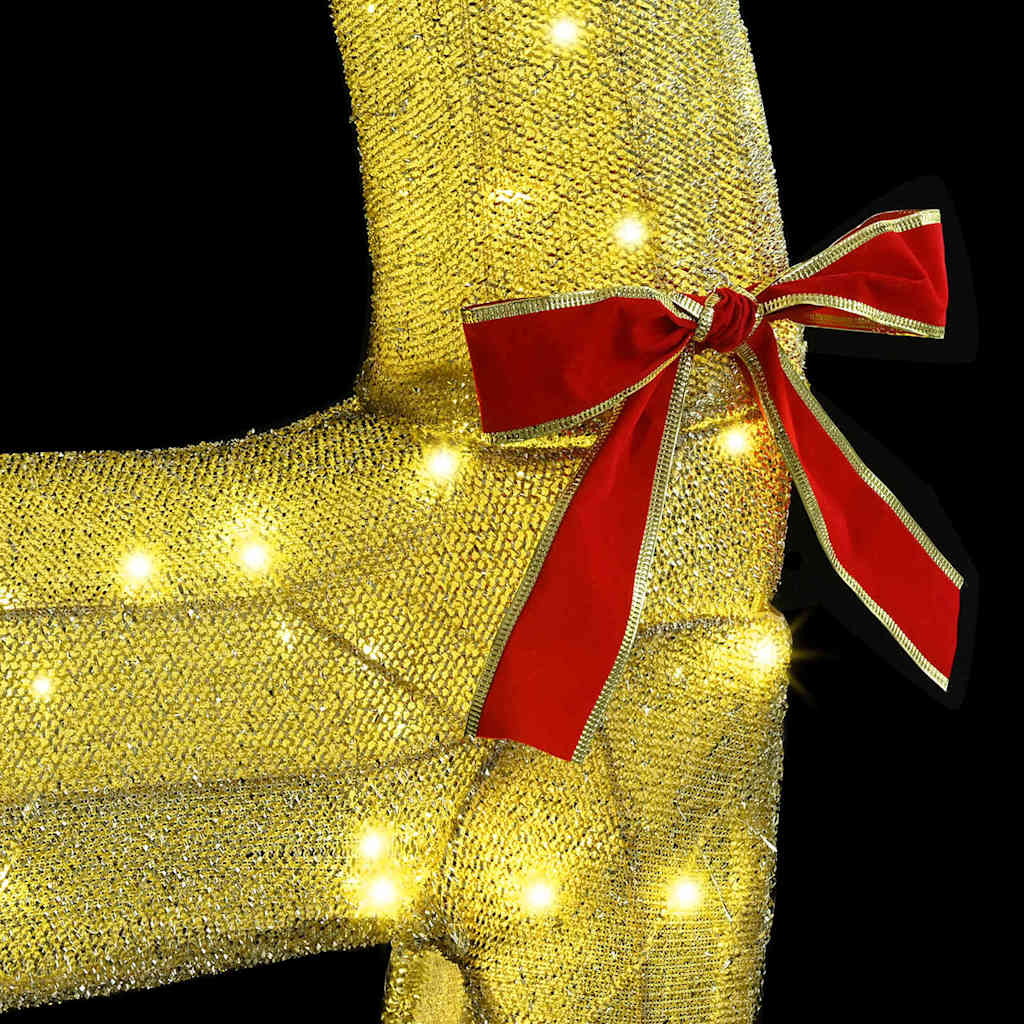 vidaXL Reindeer Pull Sleigh Warm white 151 x 28 x 128.5 cm Fabric