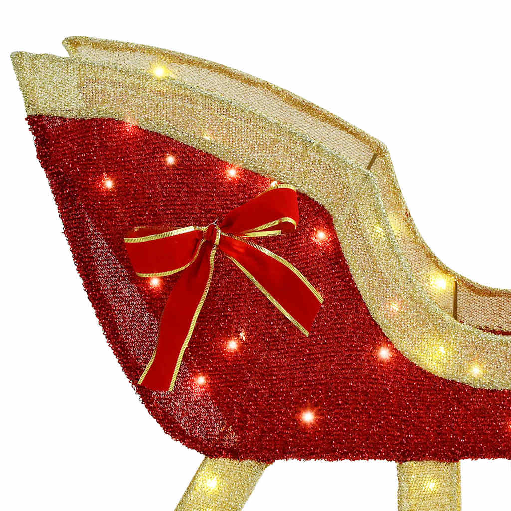 vidaXL Reindeer Pull Sleigh Warm white 151 x 28 x 128.5 cm Fabric