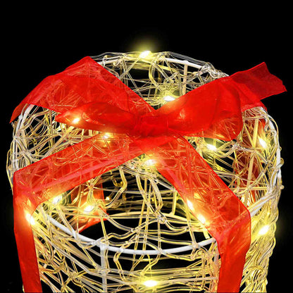 vidaXL Gift Box Decoration 3 pcs Warm white 20 x 20 x 21 cm Acrylic