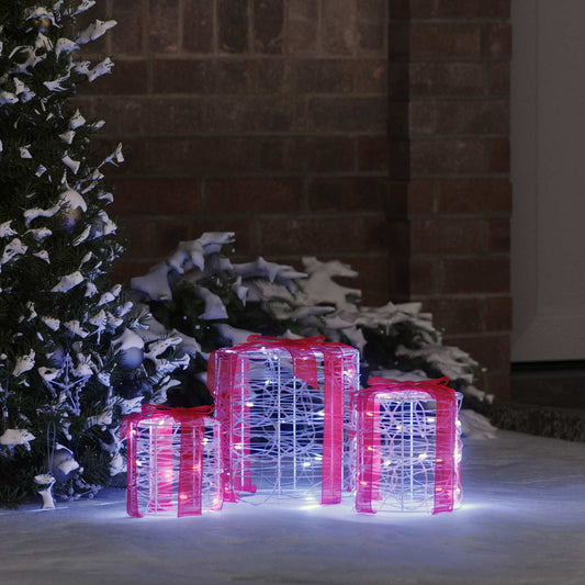 vidaXL Gift Box Decoration 3 pcs Cold white 20 x 20 x 21 cm Acrylic