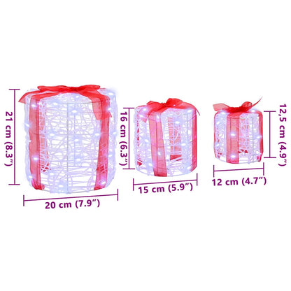 vidaXL Gift Box Decoration 3 pcs Cold white 20 x 20 x 21 cm Acrylic