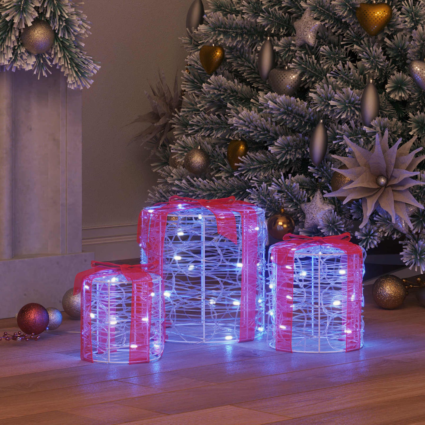 vidaXL Gift Box Decoration 3 pcs Blue 20 x 20 x 21 cm Acrylic