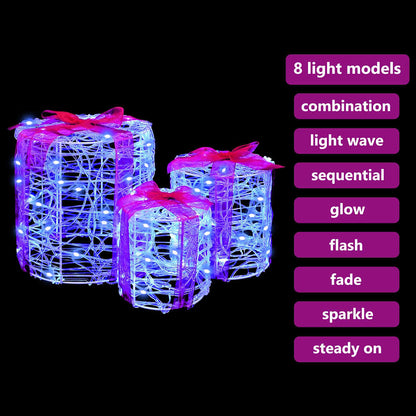vidaXL Gift Box Decoration 3 pcs Blue 20 x 20 x 21 cm Acrylic