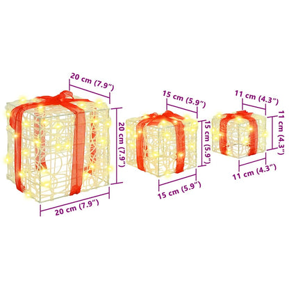 vidaXL Gift Box with 60 LEDs 3 pcs Warm white 20 x 20 x 20 cm Acrylic