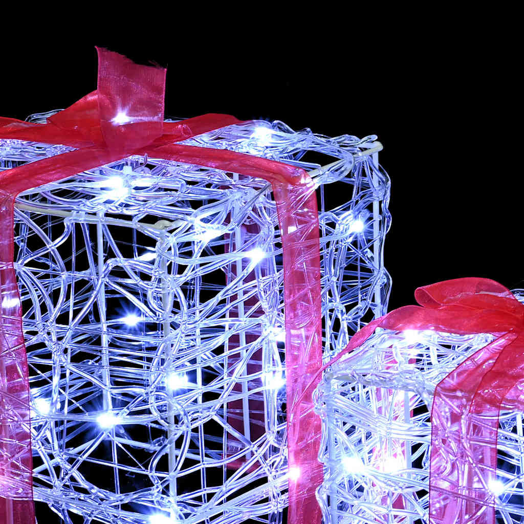vidaXL Gift Box with 60 LEDs 3 pcs Cold white 20 x 20 x 20 cm Acrylic