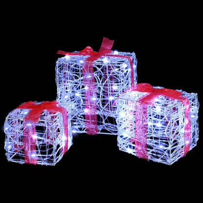 vidaXL Gift Box with 60 LEDs 3 pcs Cold white 20 x 20 x 20 cm Acrylic