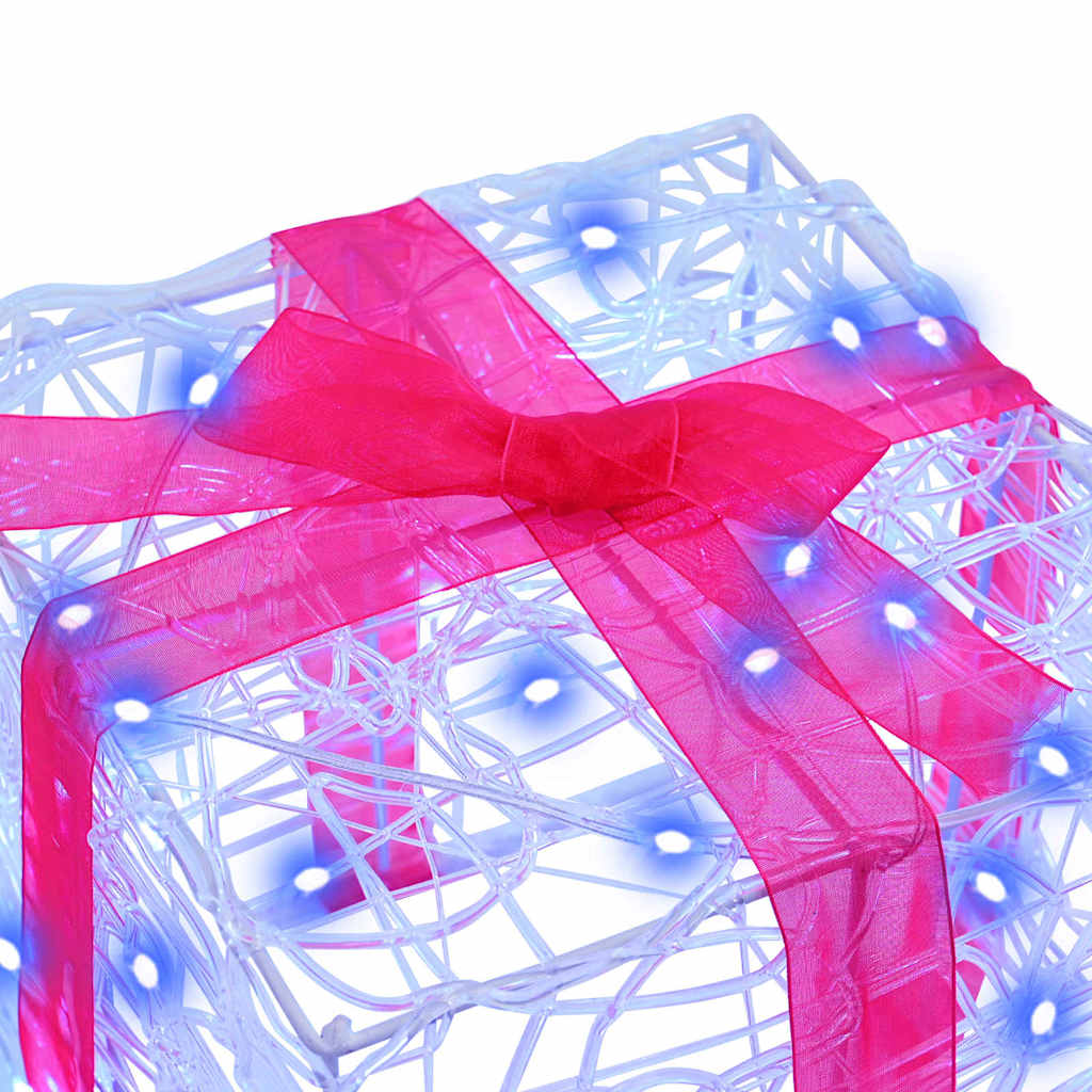 vidaXL Gift Box with 60 LEDs 3 pcs Blue 20 x 20 x 20 cm Acrylic