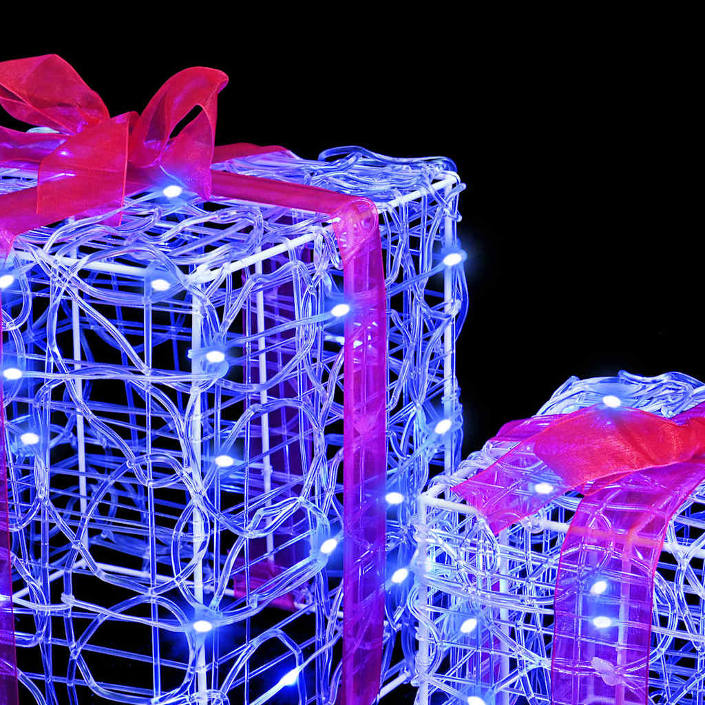 vidaXL Gift Box with 60 LEDs 3 pcs Blue 20 x 20 x 20 cm Acrylic