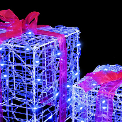 vidaXL Gift Box with 60 LEDs 3 pcs Blue 20 x 20 x 20 cm Acrylic