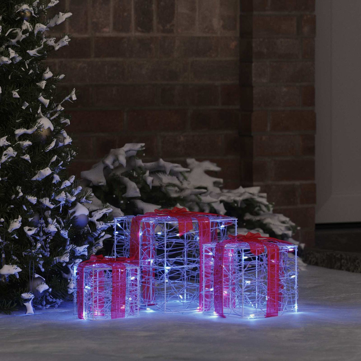 vidaXL Gift Box with 60 LEDs 3 pcs Blue 20 x 20 x 20 cm Acrylic