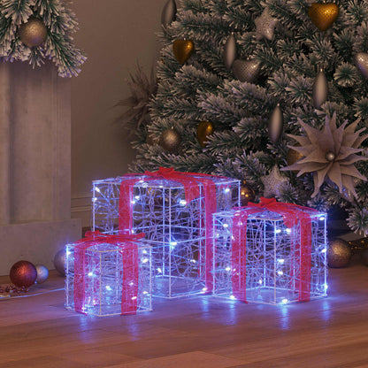 vidaXL Gift Box with 60 LEDs 3 pcs Blue 20 x 20 x 20 cm Acrylic