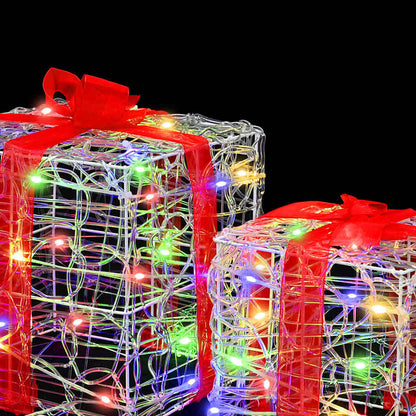 vidaXL Gift Box with 60 LEDs 3 pcs Multicolour 20 x 20 x 20 cm Acrylic