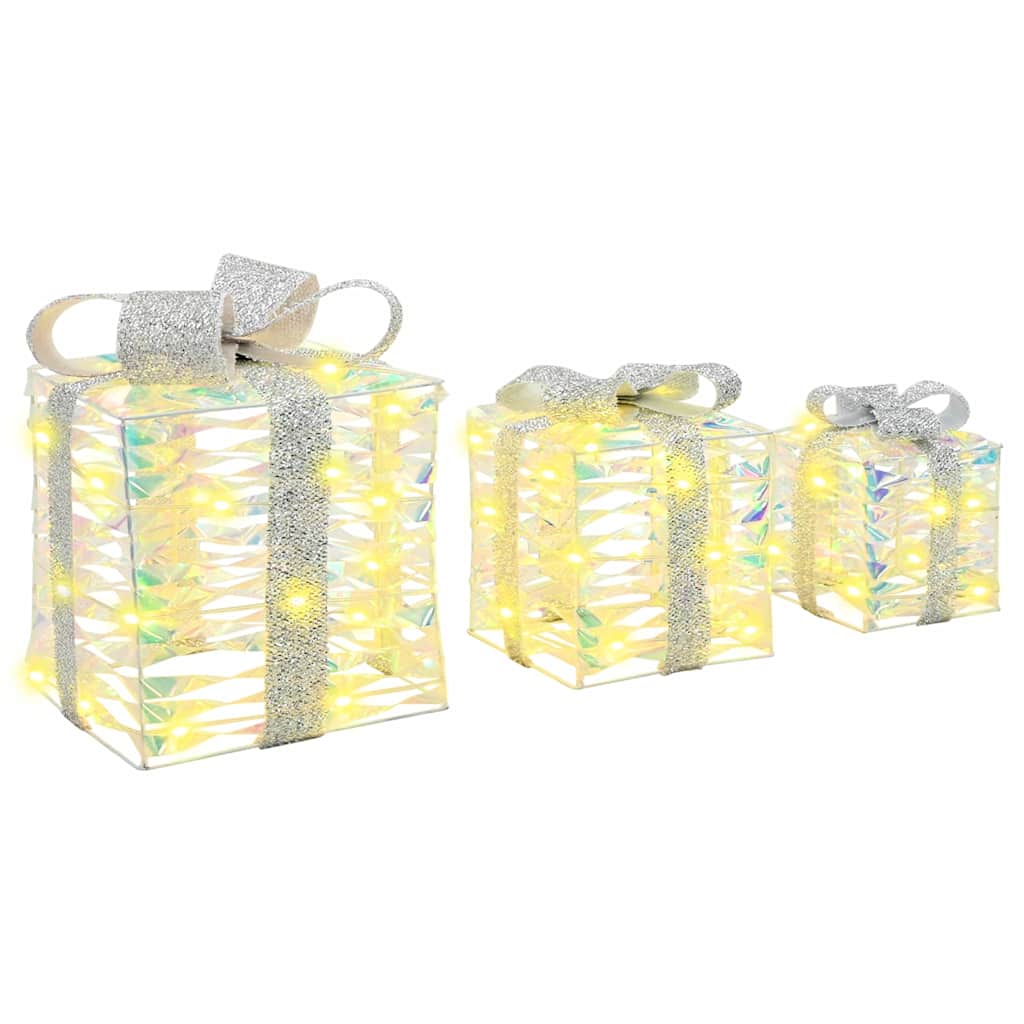vidaXL Gift Box with 60 LEDs 3 pcs Warm white 20 x 20 x 20 cm PET