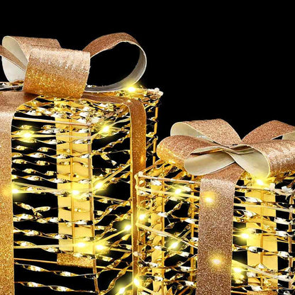 vidaXL Gift Box with 60 LEDs 3 pcs Warm white 20 x 20 x 20 cm PET