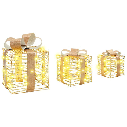 vidaXL Gift Box with 60 LEDs 3 pcs Warm white 20 x 20 x 20 cm PET