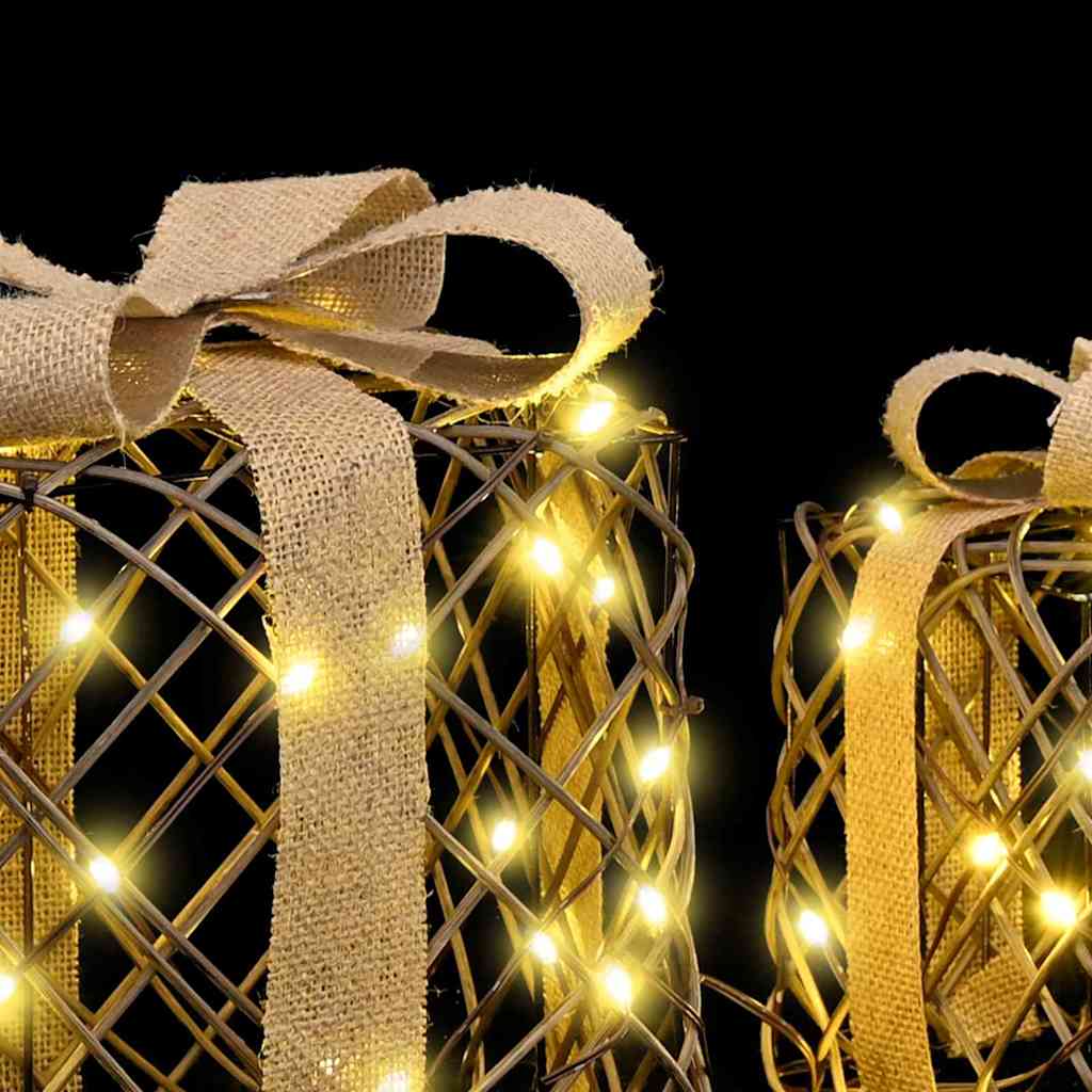 vidaXL Lighted Christmas Gift Box 3 pcs 150 LEDs Warm White