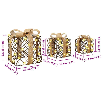 vidaXL Lighted Christmas Gift Box 3 pcs 150 LEDs Warm White